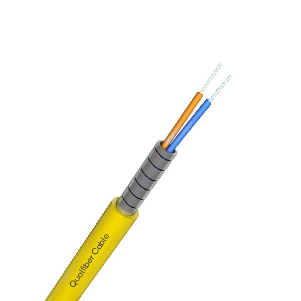 2 nüvəli spiral polad zirehli Bağlı fiber optik kabel