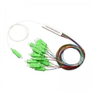 Steel Tube type with SC/APC Connector 1*16 Optical Fiber PLC Splitters with multicolored Tight Buffer