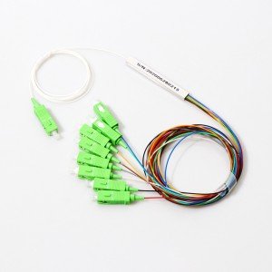 Steel Tube type with SC/APC Connector 1*8 Optical Fiber PLC Splitters with multicolored Tight Buffer