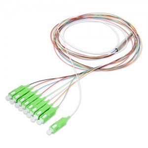 Steel Tube type with SC/APC Connector 1*8 Optical Fiber PLC Splitters with multicolored Tight Buffer